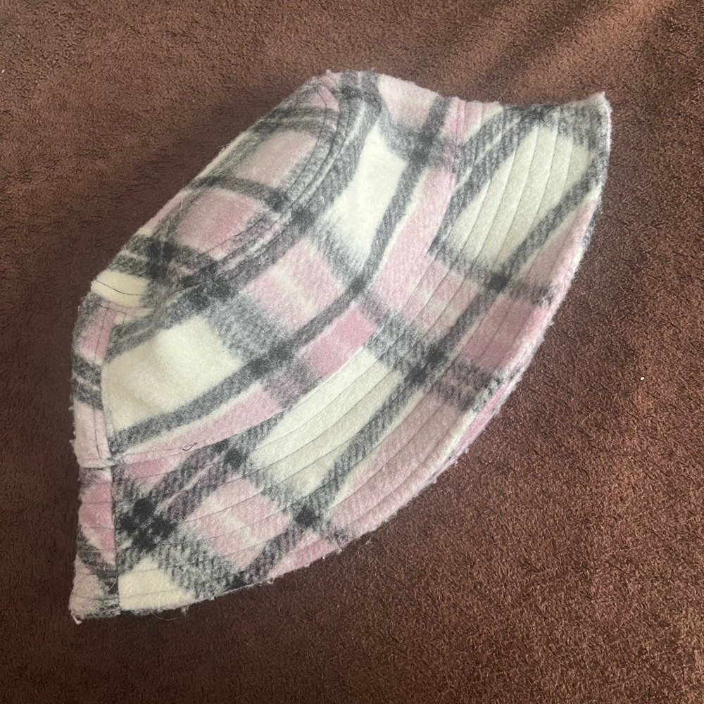 H&M Pink, Black, & White Plaid Preppy Kidcore Indie Twee Bucket Hat